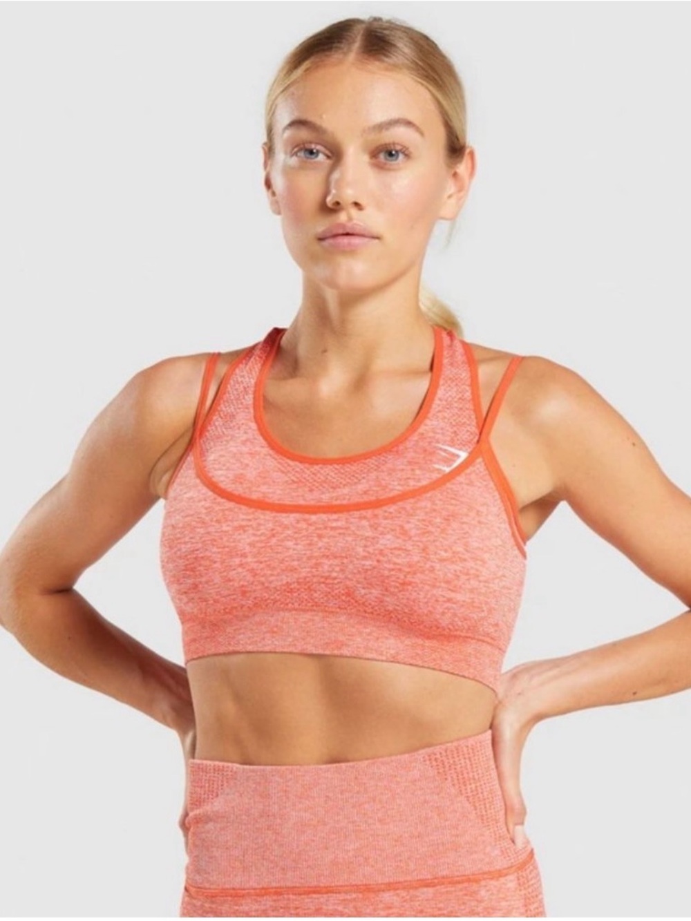 Gymshark Vital Boost Seamless Double Layer Sports Bra Sz S Logo